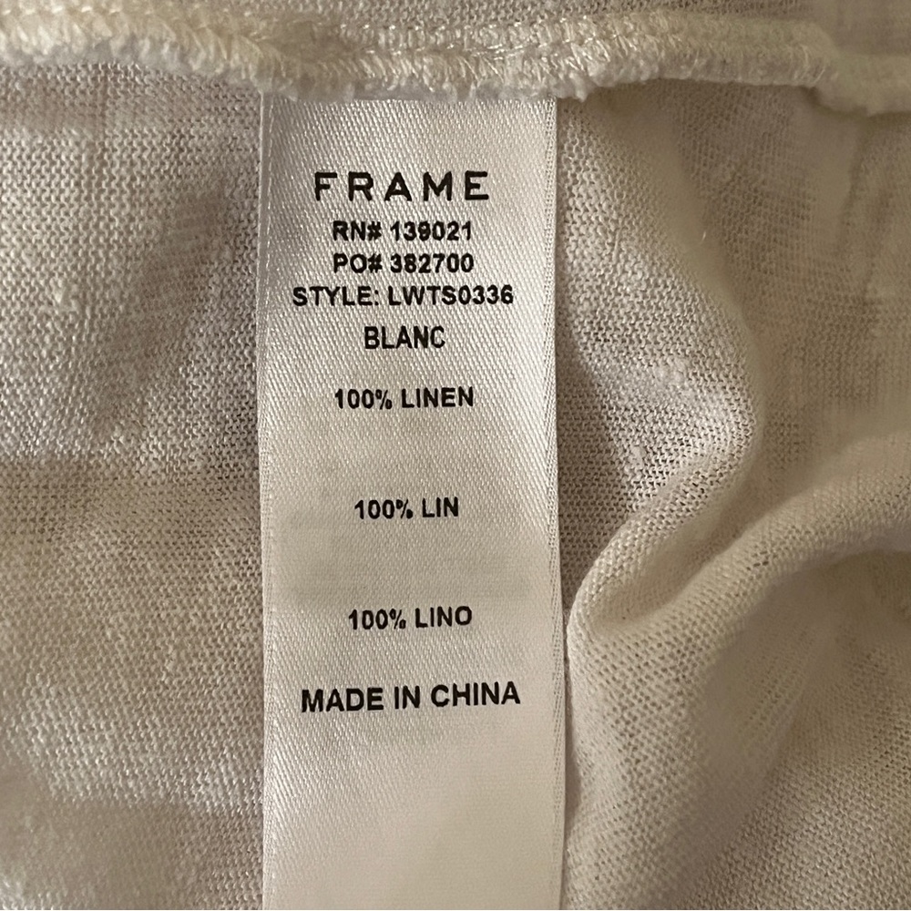 FRAME Denim White Bell-Sleeve Linen Top - Picture 6 of 7
